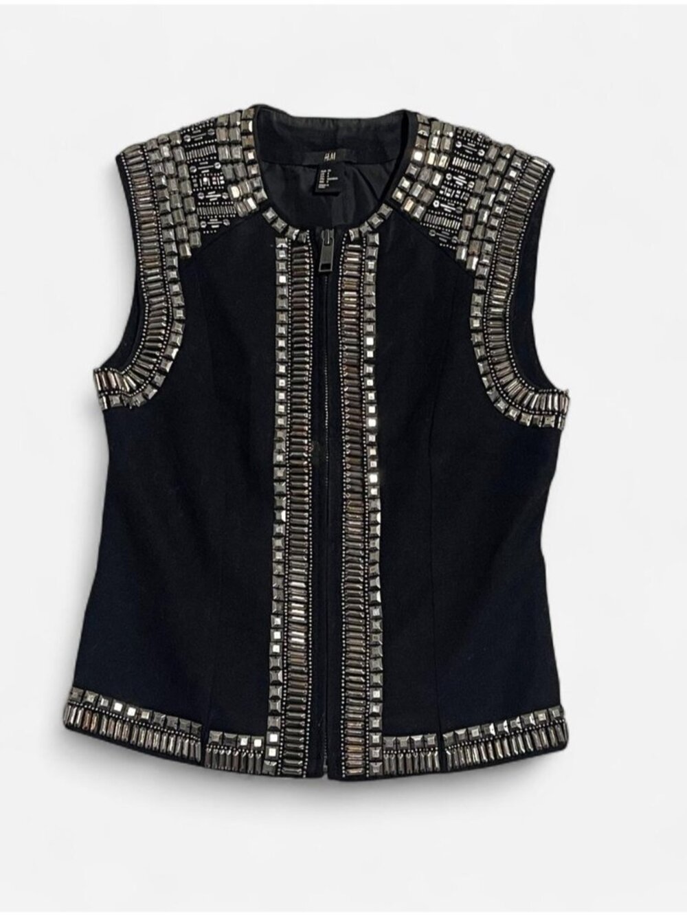 black vest jacket with silver metallic studs